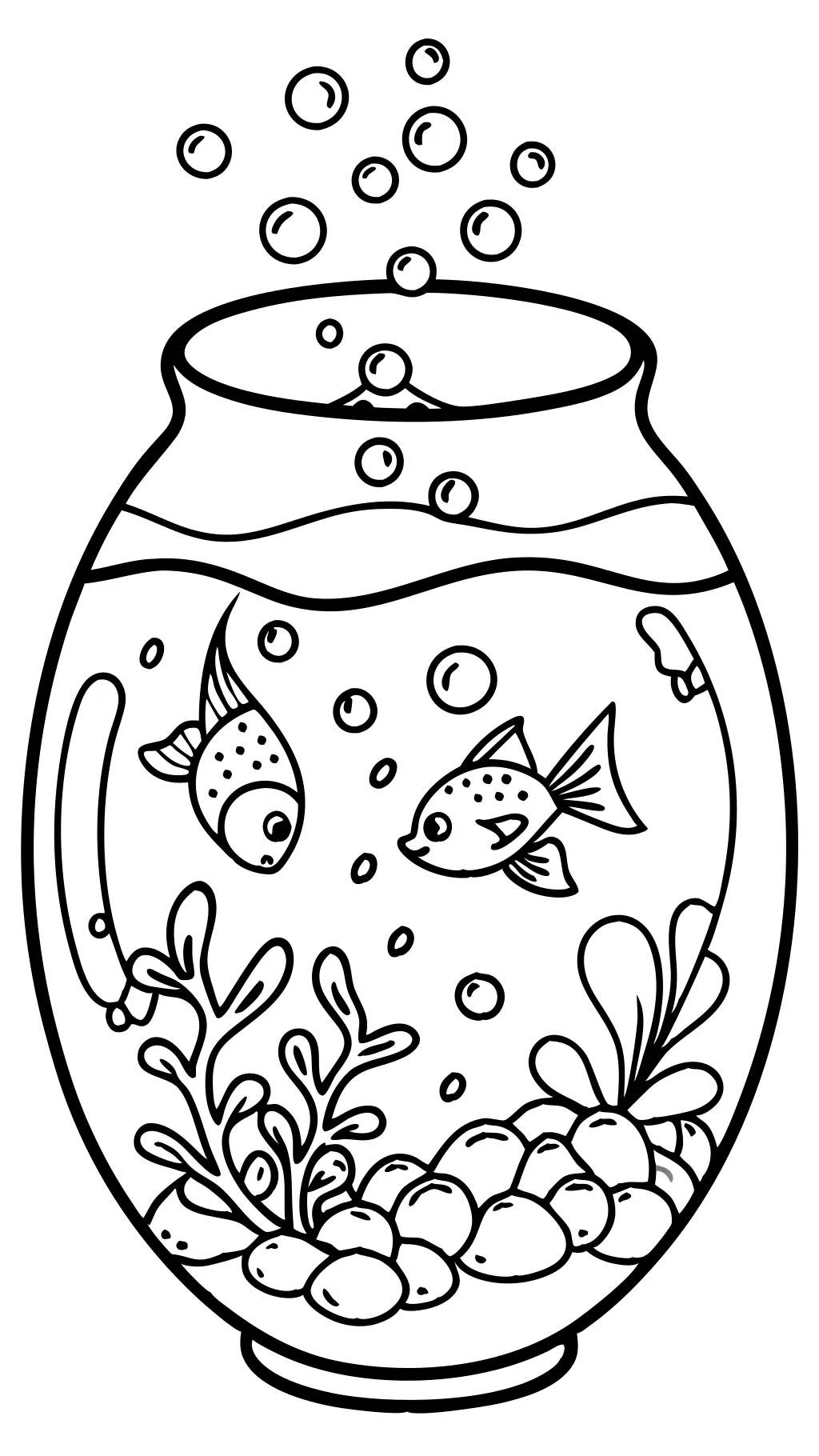 Coloriage de poisson dans un bol